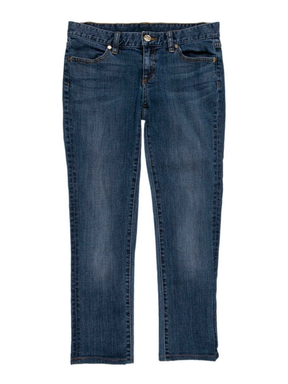 Tory Burch - Low-Rise Straight Leg Blue Washed Jeans